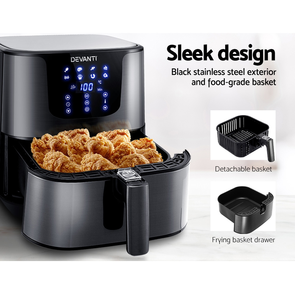 Devanti Air Fryer 7L Lcd Fryers Black – Auz Sales Online Devanti Air Fryer 7L Lcd Fryers Black - Image 6