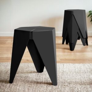 Artiss Stackable Plastic Puzzle Stools Black set of four configured as a coffee table