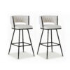 Artiss set of 2 woven velvet bar stools ivory black styled alongside a contemporary kitchen island counter.