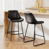 Artiss bar stools leather metal chairs black set of 2 at a kitchen island