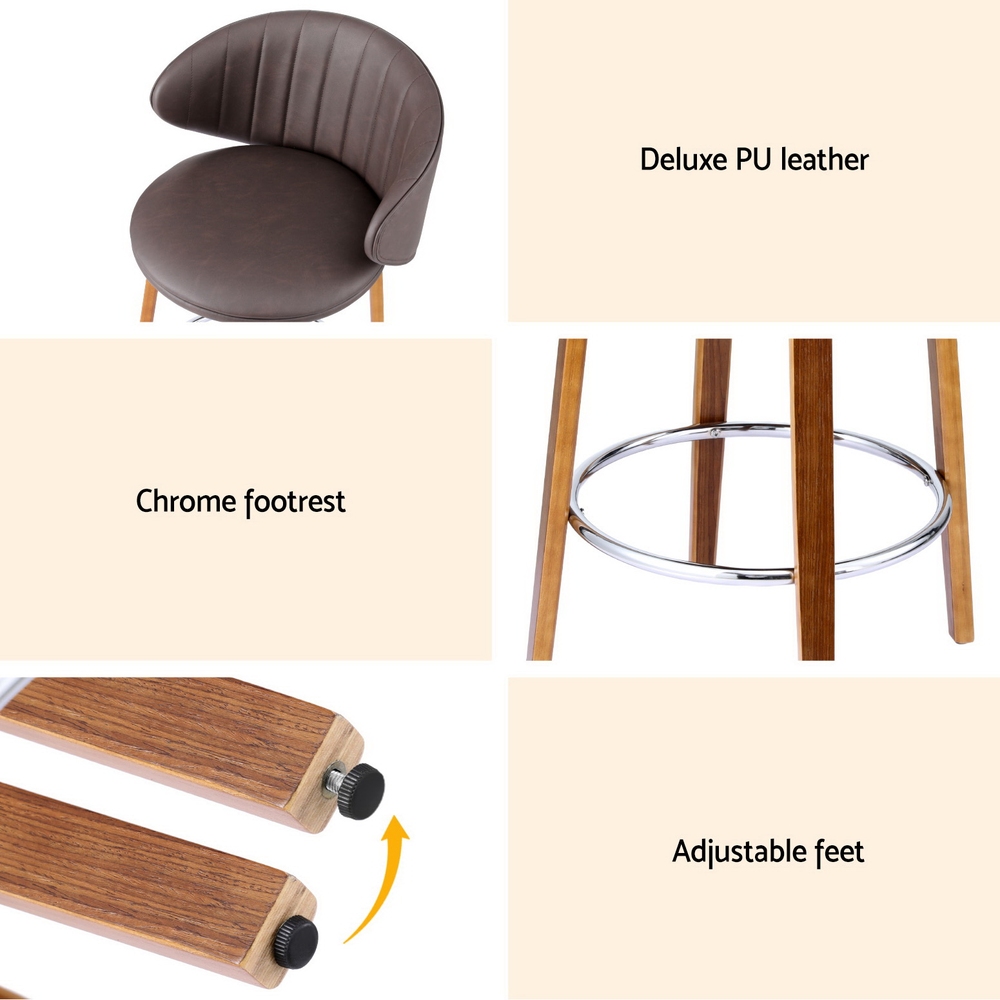 4X Artiss Bar Stools | Contoured Leather &Amp; Wood – Auz Sales Online Bar Stools