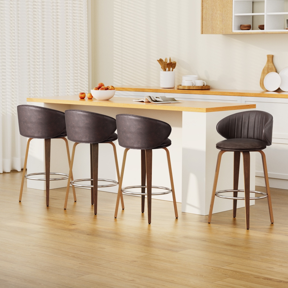 4X Artiss Bar Stools | Contoured Leather &Amp; Wood – Auz Sales Online Bar Stools