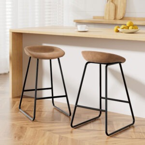 Artiss PU Leather Metal Brown Bar Stools set of two by kitchen bench