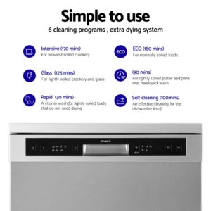 Devanti 60Cm 14 Place Settings Freestanding Dishwasher Silver - Image 5