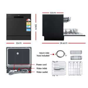 Devanti 8 Place Settings Benchtop Dishwasher Black – Auz Sales Online Devanti 8 Place Settings Benchtop Dishwasher Black - Image 2