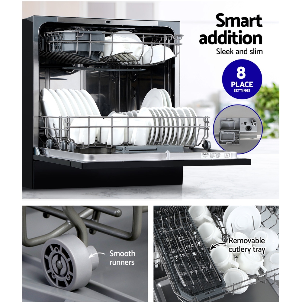 Devanti 8 Place Settings Benchtop Dishwasher Black – Auz Sales Online Devanti 8 Place Settings Benchtop Dishwasher Black - Image 5