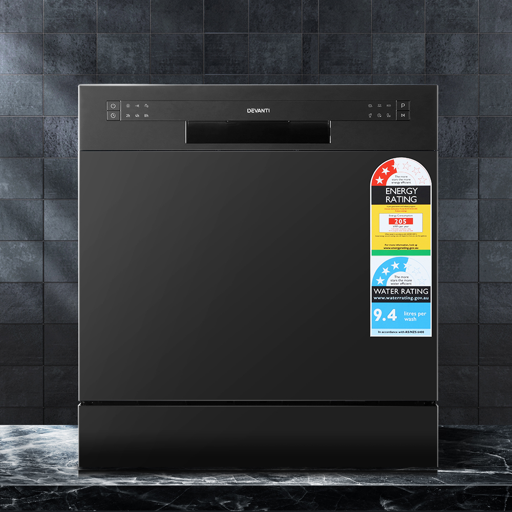 Devanti 8 Place Settings Benchtop Dishwasher Black – Auz Sales Online Devanti 8 Place Settings Benchtop Dishwasher Black