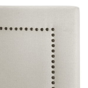 Artiss Rive Queen Fabric Bed Headboard Beige – Auz Sales Online Close Up View Of Sophisticated Nail Edge Design On Fabric Headboard