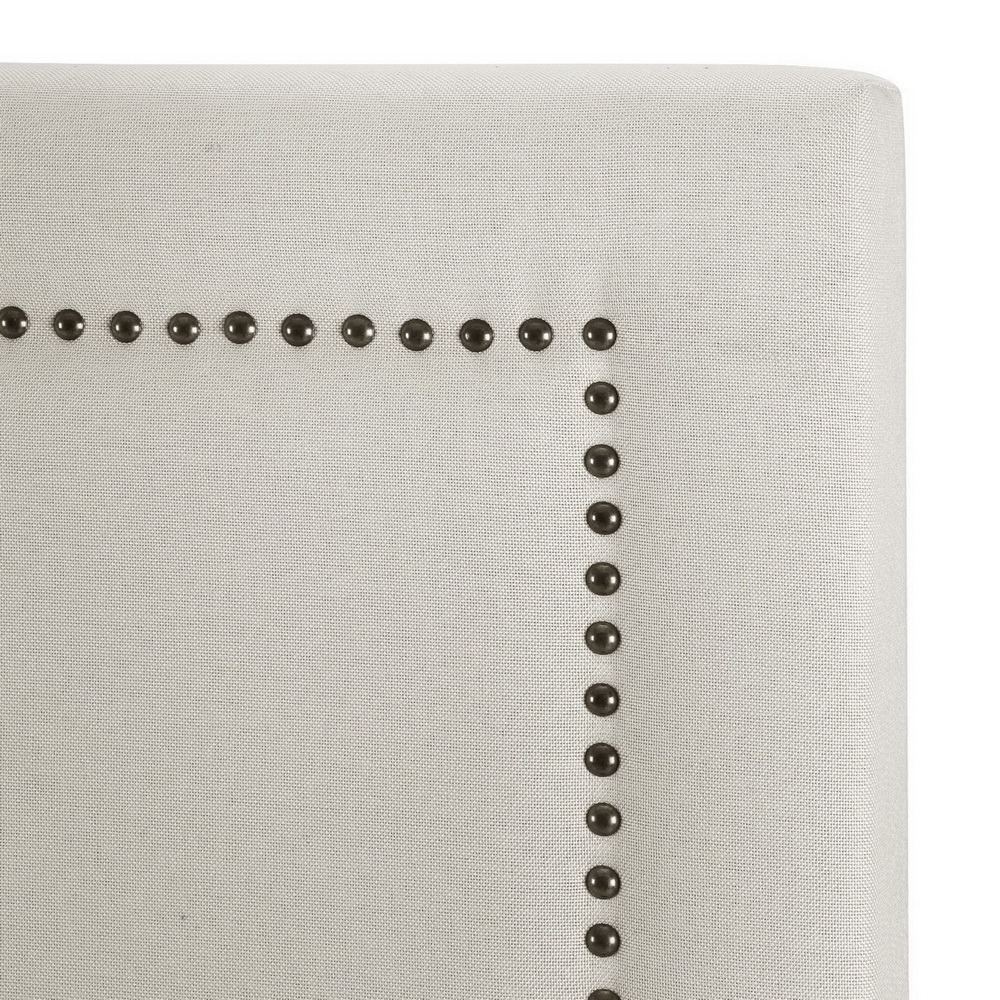 Artiss Rive Queen Fabric Bed Headboard Beige – Auz Sales Online Close Up View Of Sophisticated Nail Edge Design On Fabric Headboard