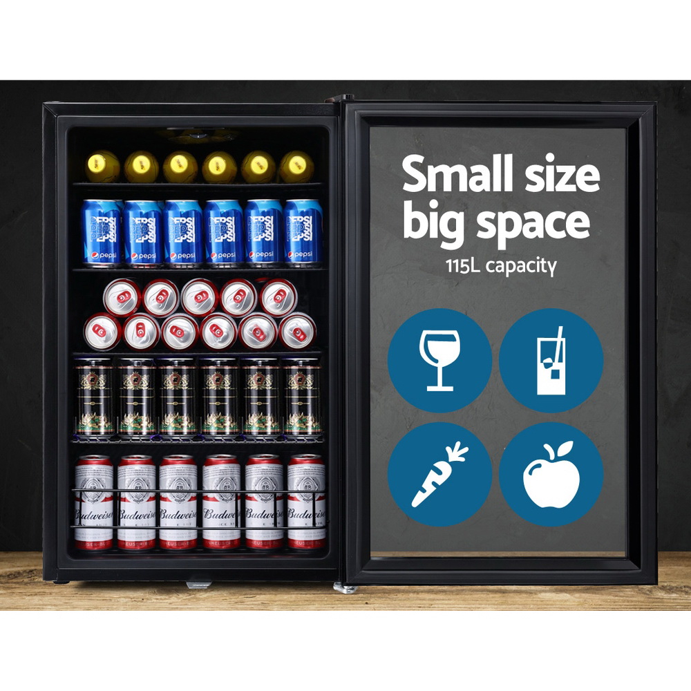 Devanti 115L Bar Fridge Glass Door W/Light Black – Auz Sales Online Devanti 115L Bar Fridge Glass Door W/Light Black - Image 4
