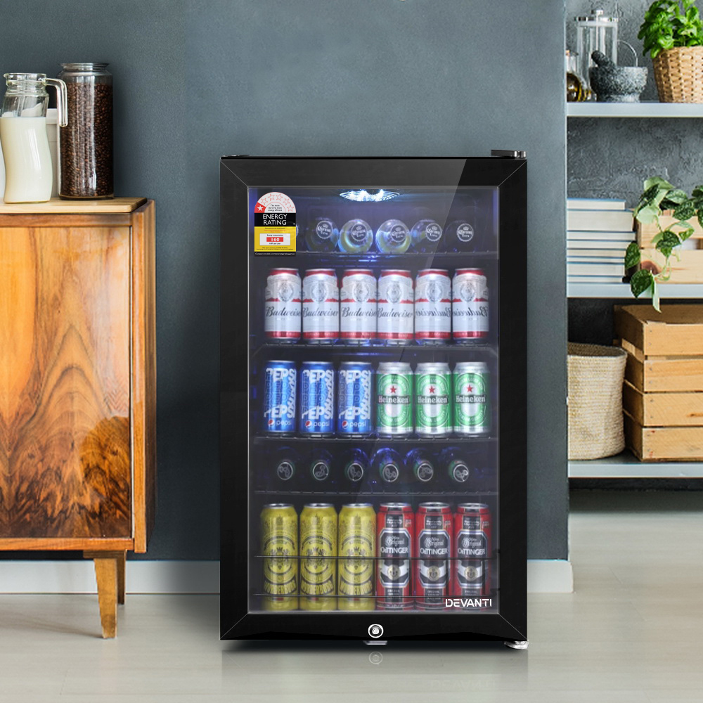 Devanti 115L Bar Fridge Glass Door W/Light Black – Auz Sales Online Devanti 115L Bar Fridge Glass Door W/Light Black