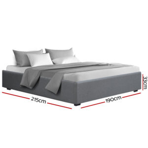 Artiss Toki King Gas Lift Bed Frame Base Grey - Image 2