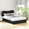 Artiss Dara Double Boucle Bed Frame in black boucle fabric styled in a modern bedroom