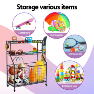 Everfit Sports Equipment Organizer With Wheels – Auz Sales Online Sports Equipment Organizer