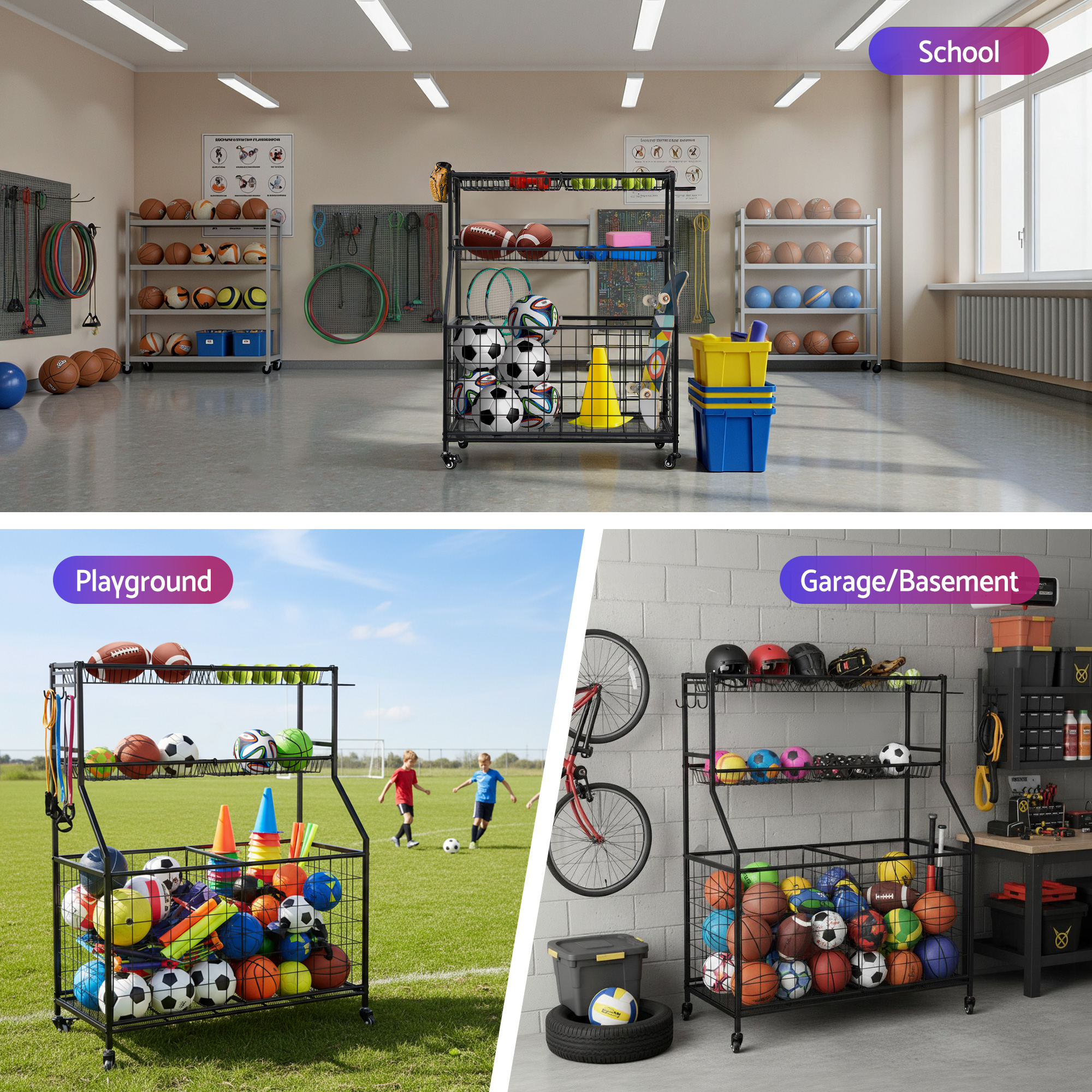 Everfit Sports Equipment Organizer With Wheels – Auz Sales Online Sports Equipment Organizer