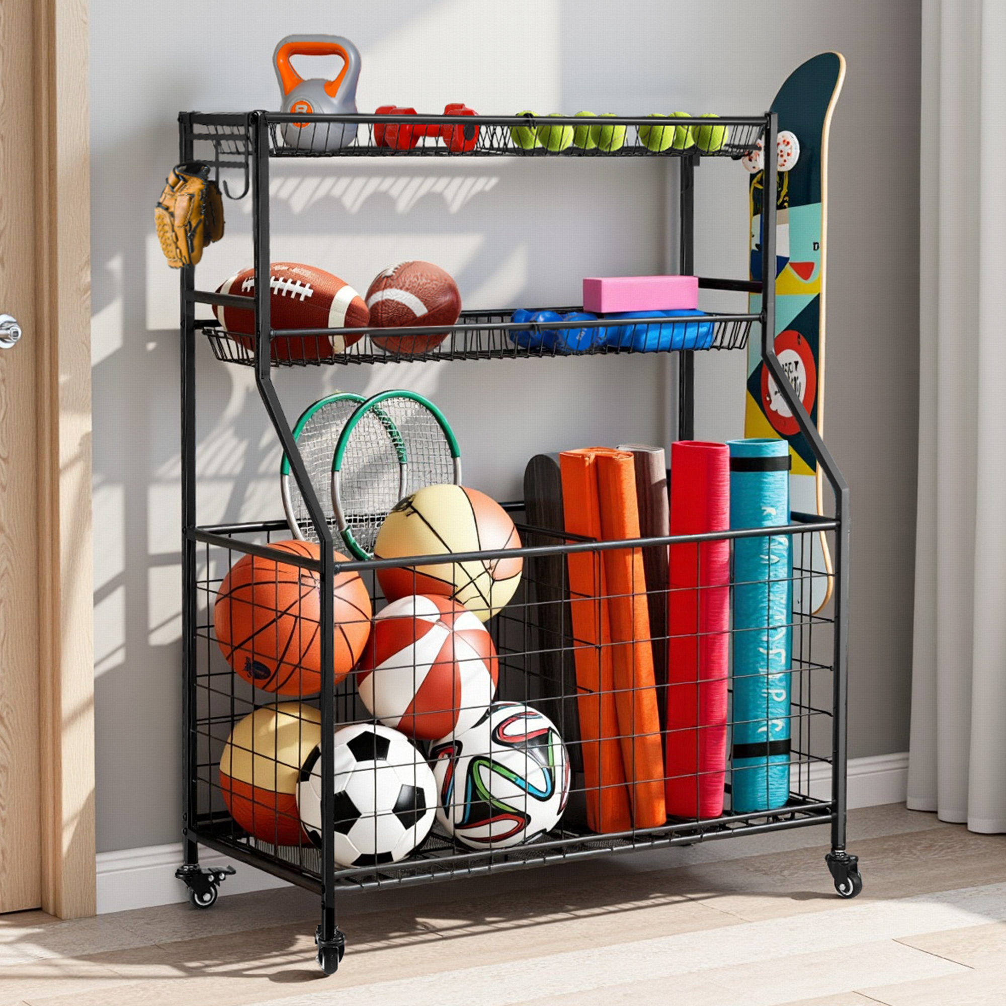 Everfit Sports Equipment Organizer With Wheels – Auz Sales Online Sports Equipment Organizer