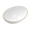 Cefito ceramic vanity basin with gold line trim above counter mounting