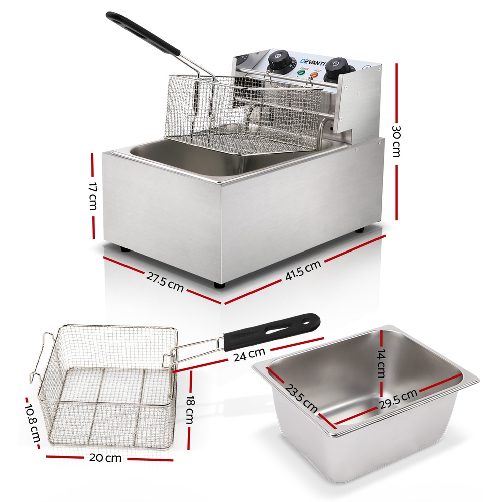 Devanti 10L Electric Commercial Deep Fryer Single Basket 2200W – Auz Sales Online Devanti 10L Electric Commercial Deep Fryer Single Basket 2200W - Image 2