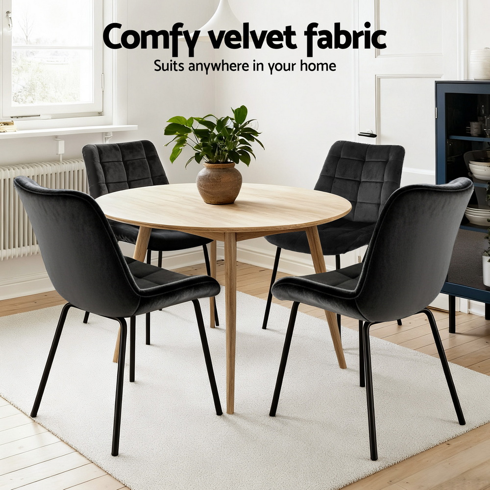 Artiss 4X Dining Chairs Velvet Tufted Kitchen Lounge Cafe Accent Chair Black – Auz Sales Online Artiss 4X Dining Chairs Velvet Tufted Kitchen Lounge Cafe Accent Chair Black - Image 5