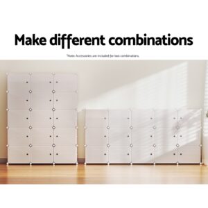 Artiss 15-Piece Stackable Shoe Rack Diy Storage Cube Set – Auz Sales Online Artiss 15 Cube Modular Cabinet Arranged In A Wide Low Configuration Along A Hallway Wall.