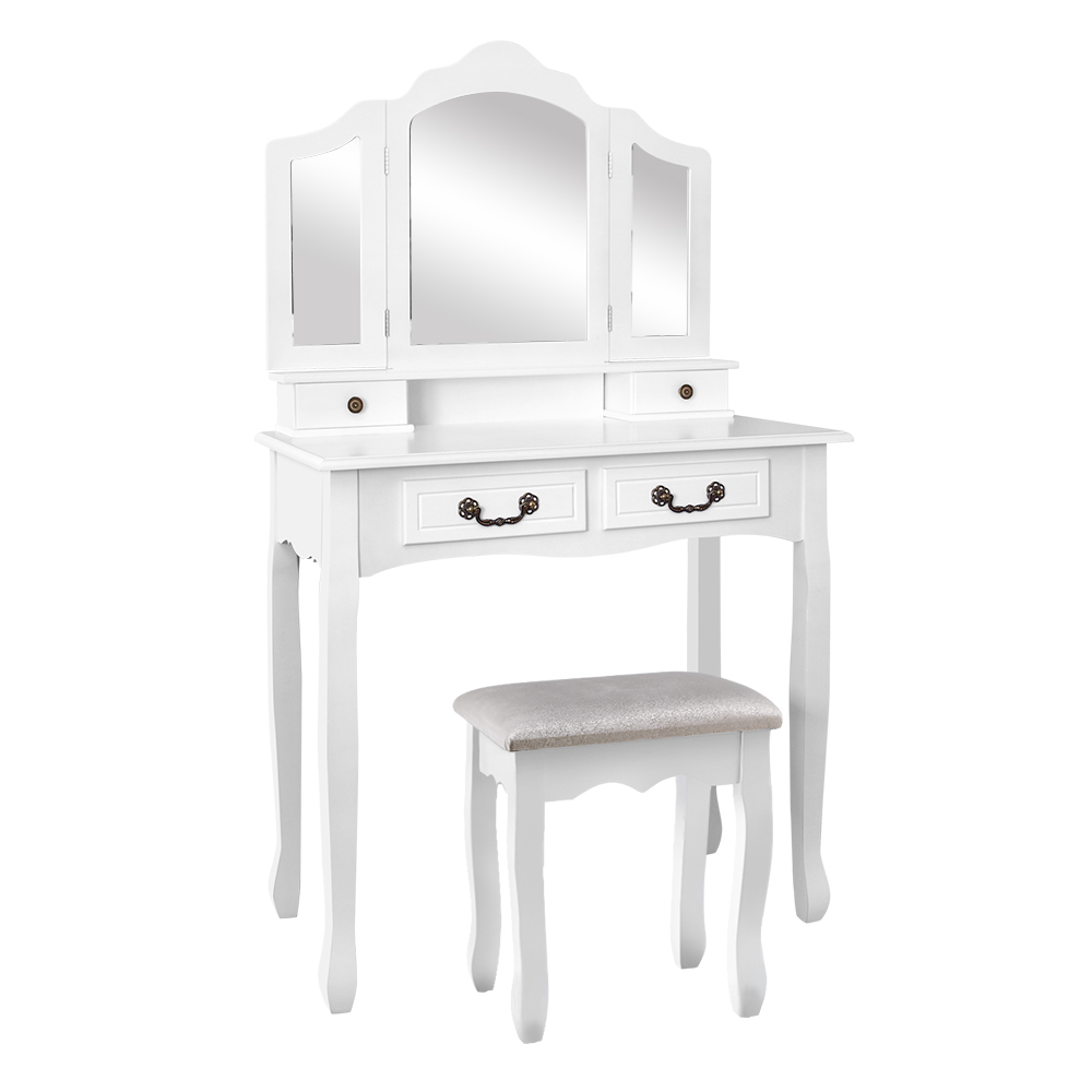 Artiss Dressing Table Stool Set With Foldable Mirror – Auz Sales Online Dressing Table Stool Set