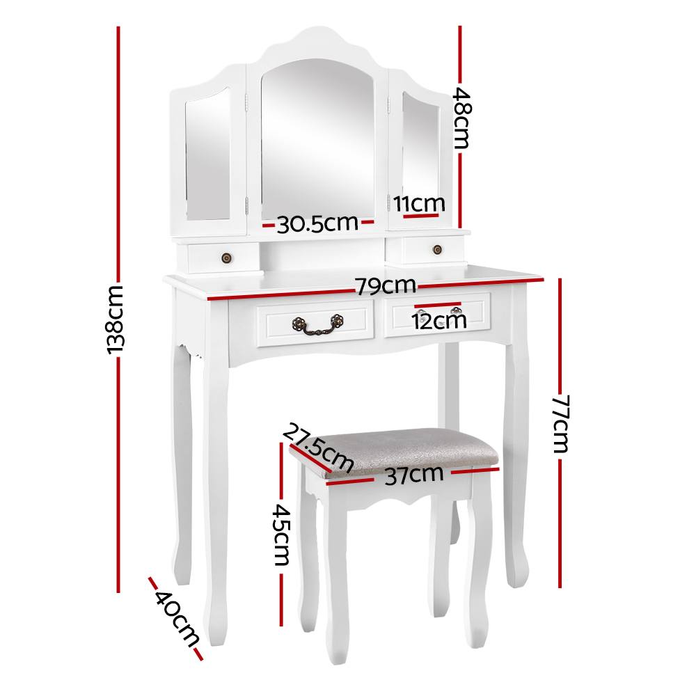 Artiss Dressing Table Stool Set With Foldable Mirror – Auz Sales Online Dressing Table Stool Set