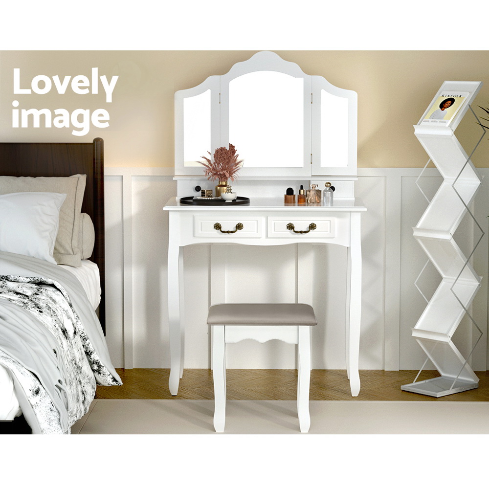 Artiss Dressing Table Stool Set With Foldable Mirror – Auz Sales Online Dressing Table Stool Set