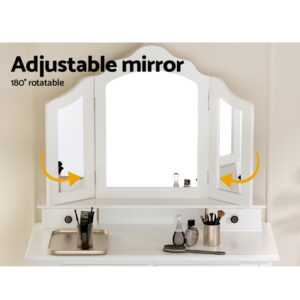 Artiss Dressing Table Stool Set With Foldable Mirror – Auz Sales Online Dressing Table Stool Set