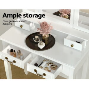 Artiss Dressing Table Stool Set With Foldable Mirror – Auz Sales Online Dressing Table Stool Set