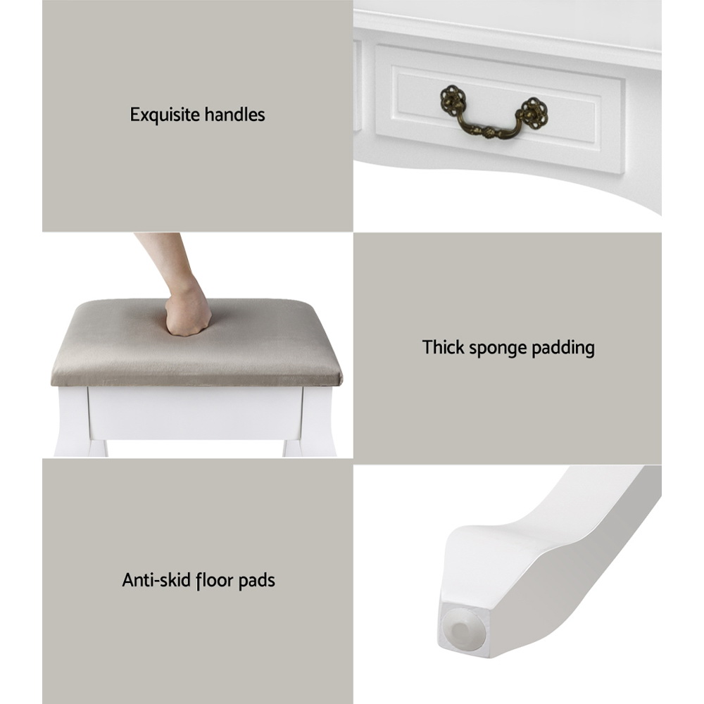 Artiss Dressing Table Stool Set With Foldable Mirror – Auz Sales Online Dressing Table Stool Set