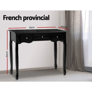 Artiss Black Hamptons Console Table 3 Drawers - Image 3