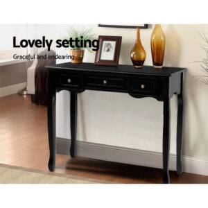 Side Profile Of The Artiss Console Table Showcasing The French Provincial Curved Legs