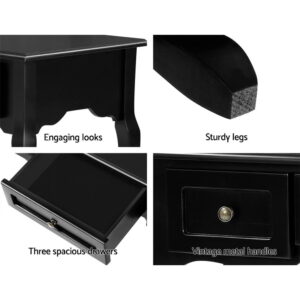 Close Up Of The Antique Style Retro Metal Handles On The Artiss Black Console Table Drawers
