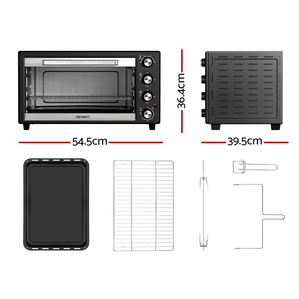 Devanti 45L Convection Oven Electric Fryer Ovens 1800W – Auz Sales Online Devanti 45L Convection Oven Electric Fryer Ovens 1800W - Image 2