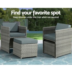Gardeon 13-Piece Wicker Outdoor Dining Set Grey – Auz Sales Online Gardeon 13-Piece Wicker Outdoor Dining Set Grey - Image 6