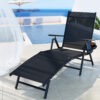Gardeon sun lounge outdoor lounger aluminium folding chair in black
