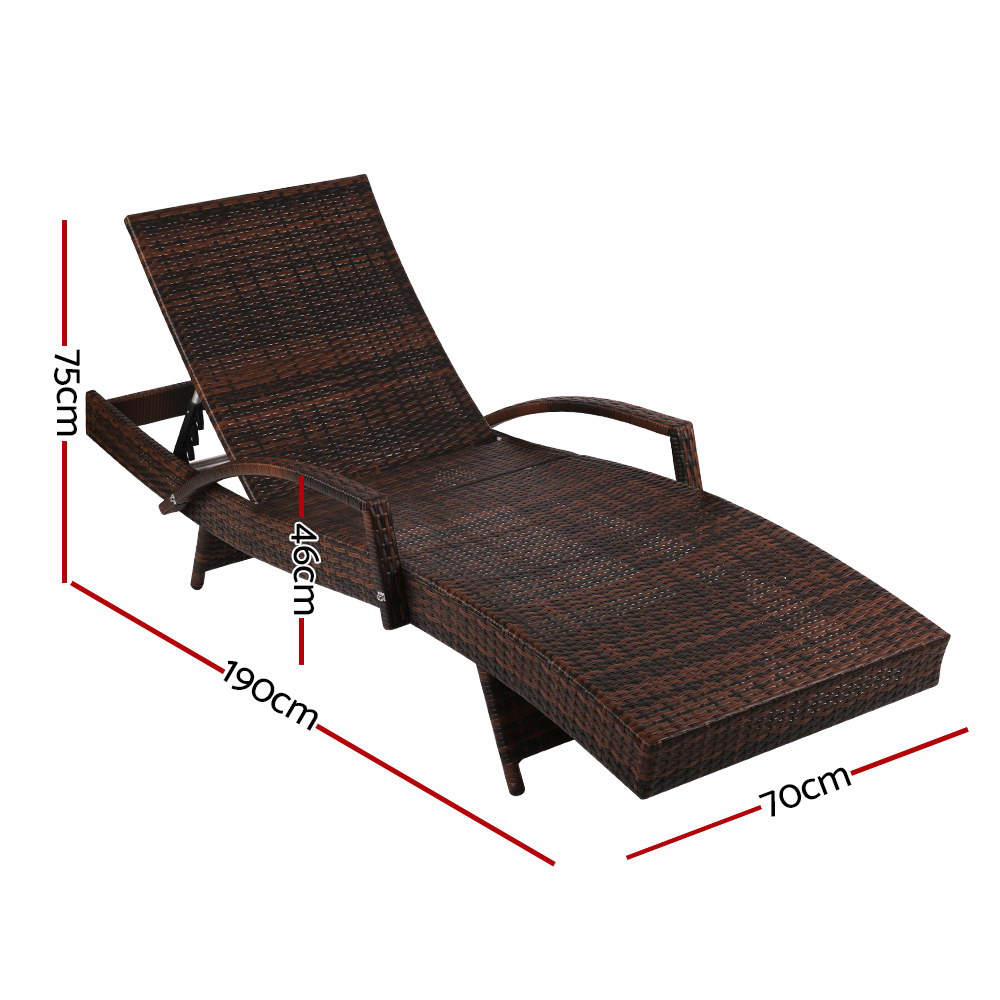 Gardeon 2Pc Sun Lounge Wicker Lounger Brown – Auz Sales Online Sun Lounge Wicker