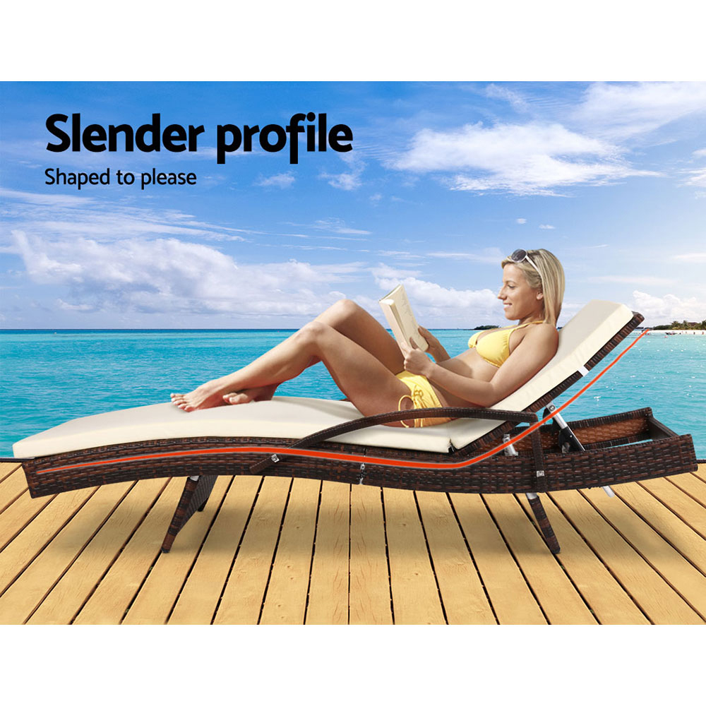 Gardeon 2Pc Sun Lounge Wicker Lounger Brown – Auz Sales Online Sun Lounge Wicker