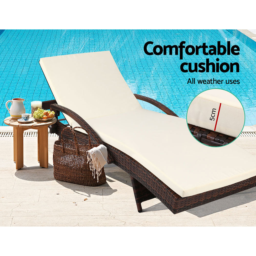 Gardeon 2Pc Sun Lounge Wicker Lounger Brown – Auz Sales Online Sun Lounge Wicker