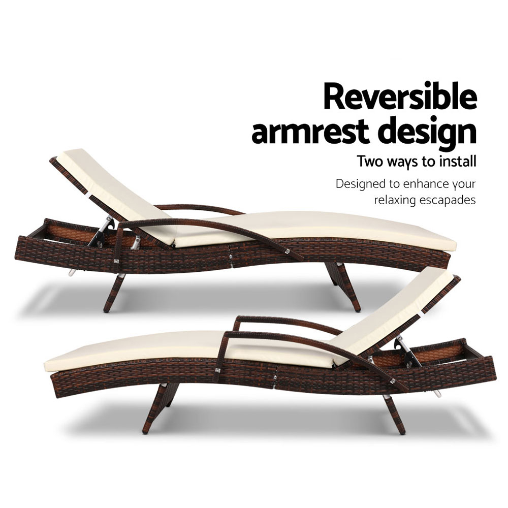 Gardeon 2Pc Sun Lounge Wicker Lounger Brown – Auz Sales Online Sun Lounge Wicker
