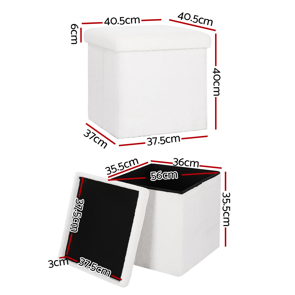 Artiss Ottoman Storage Foot Stool Vanity Square Teddy – Auz Sales Online Ottoman Storage Stool
