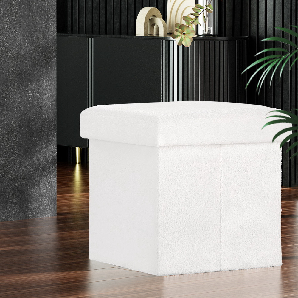 Artiss Ottoman Storage Foot Stool Vanity Square Teddy – Auz Sales Online Ottoman Storage Stool