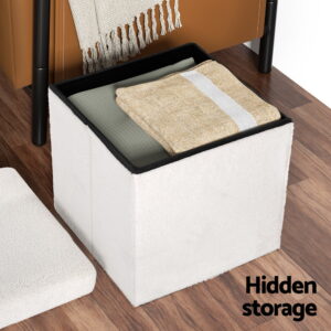 Artiss Ottoman Storage Foot Stool Vanity Square Teddy – Auz Sales Online Ottoman Storage Stool