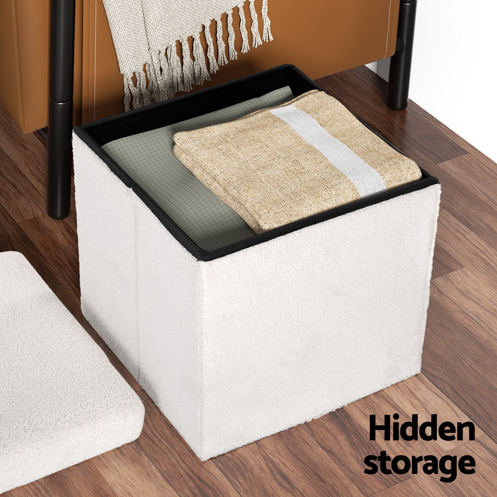 Artiss Ottoman Storage Foot Stool Vanity Square Teddy – Auz Sales Online Ottoman Storage Stool