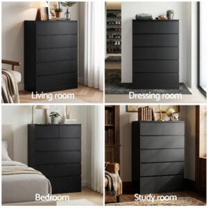 Artiss Pepe Black 6-Drawer Tallboy Chest – Auz Sales Online Black 6-Drawer Tallboy