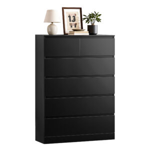 Artiss Pepe Black 6-Drawer Tallboy Chest – Auz Sales Online Black 6-Drawer Tallboy