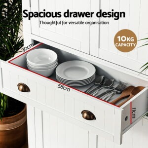 Close-Up Of The Smooth Sliding Drawer Mechanism On A White Storage Hutch