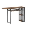 Artiss industrial bar table with wine rack extendable walnut top