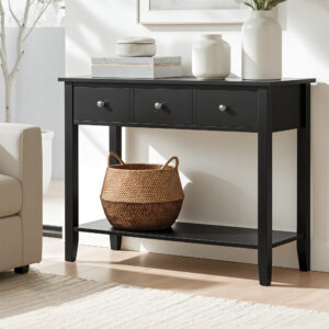 Artiss Console Table Black 3 drawer hallway entryway table front view