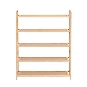 Artiss 5 Tier Bamboo Shoe Rack Storage Organiser Pine - Image 5